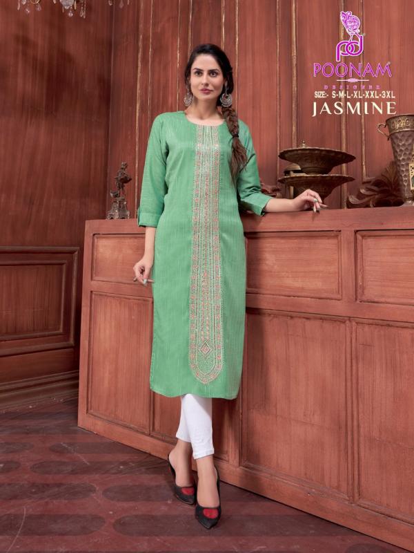 Poonam Jasmine Embroidery Rayon Kurti Collection